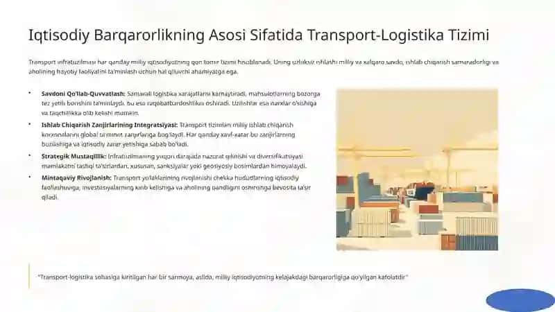 Transport-logistika Infratuzilmasining Iqtisodiy Xavfsizlikdagi O‘rni: Tahliliy Ko‘rib Chiqish 3