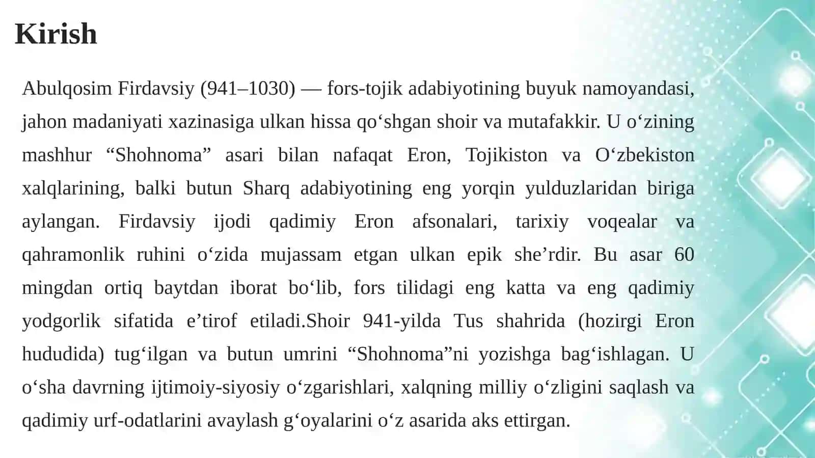 Abulqosim Firdavsiy (941–1030) 3