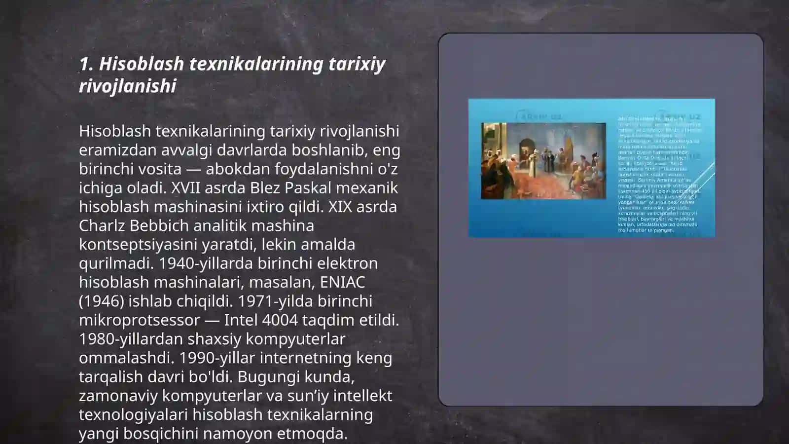 Hisoblash texnikalarining tarixiy rivojlanishi 3