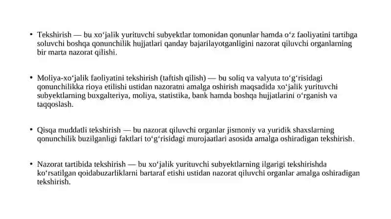 XO‘JALIK YURITUVCHI SUBYEKTLAR FAOLIYATINI DAVLAT TOMONIDAN NAZORAT QILISH TO‘G‘RISIDA 3