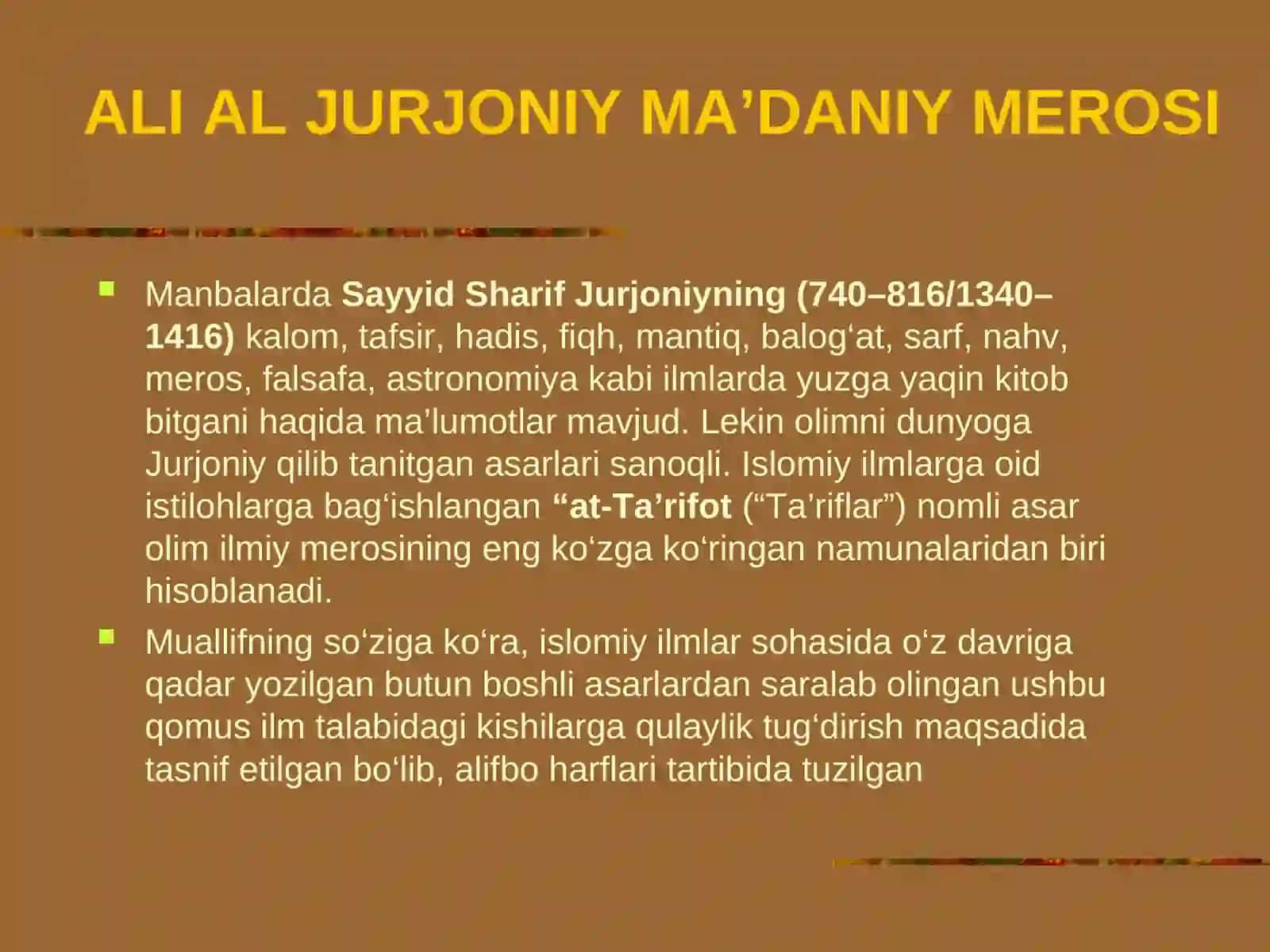 SAYYID HARIF JURJONIYVA UNING MA’DANIY MEROSI 3