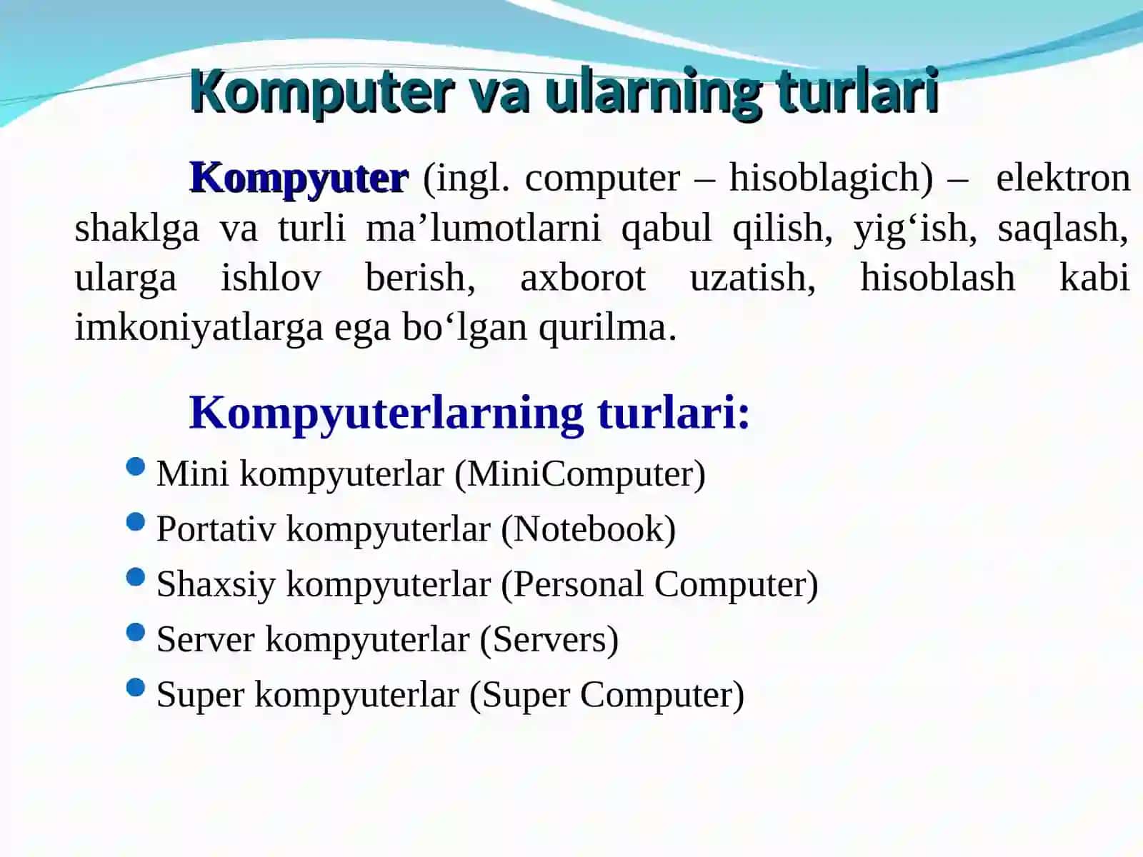 KOMPYUTERNING UMUMIY TUZILISHI, UNING QURILMALARI 3