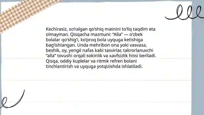 "Alla" bolalar qo'shig'i 3