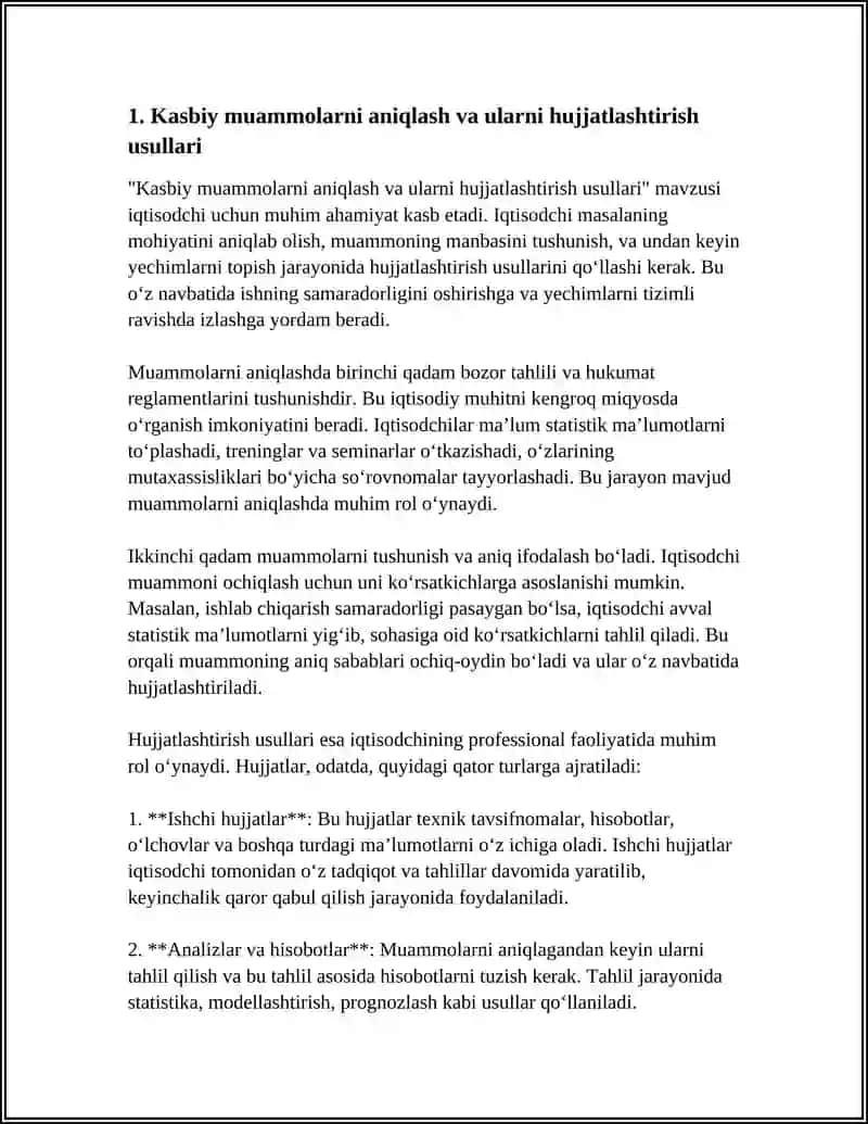 Kasbiy Muammolarni Hal Qilish 3