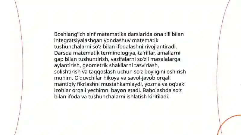 Boshlang'ich sinf matematika darslarida integratsiyalashgan ta'lim 3