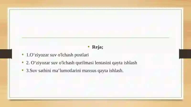 O‘ziyozar suv o'lchash postlari 3
