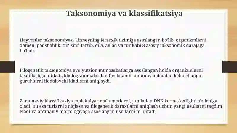 Hayvonlar Taksonomiyasi 3