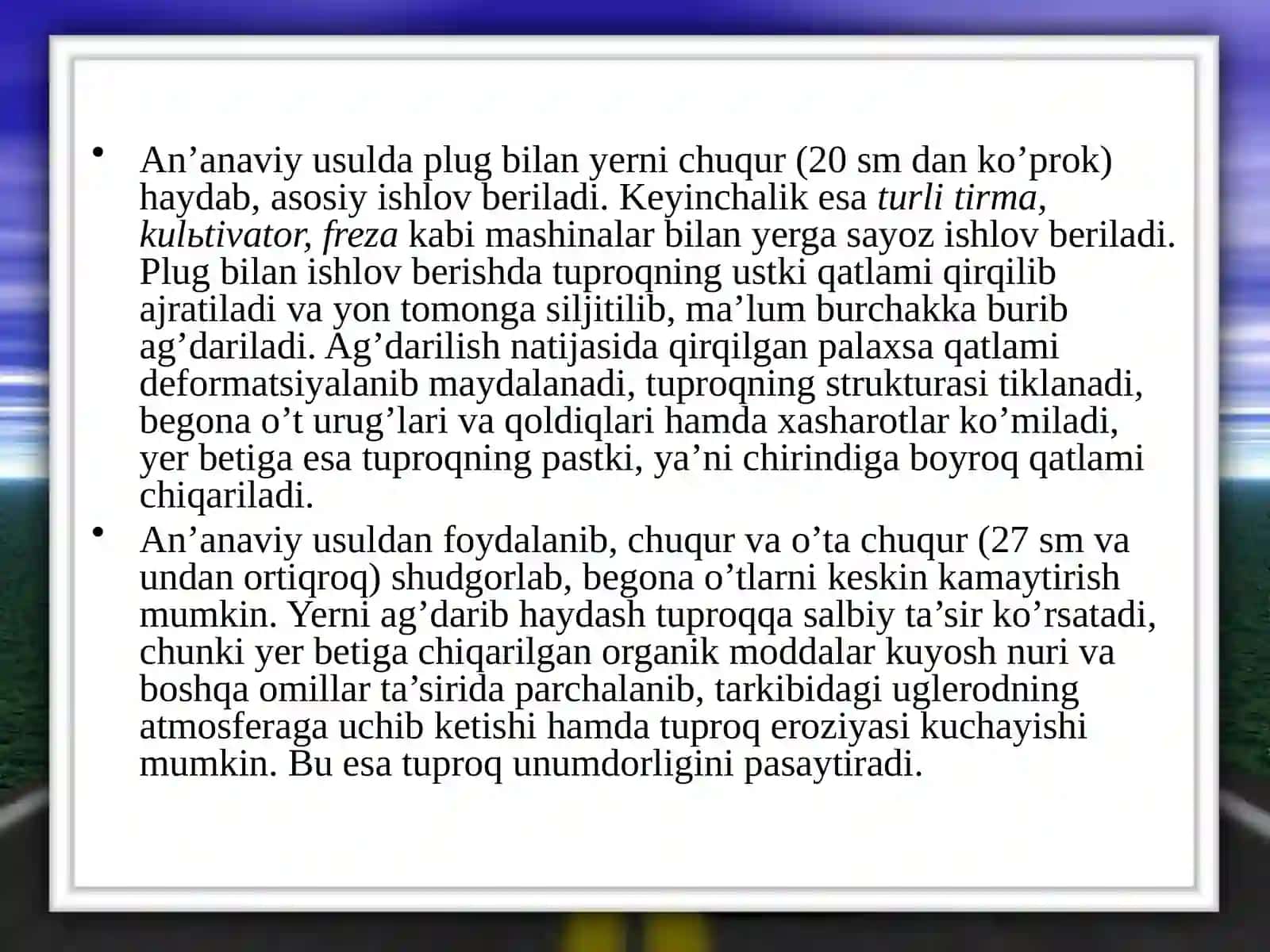 Tuproqqa ishlov berish sifatini aniqlash 3