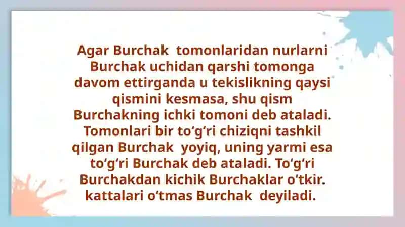 Yoyiq burchak tushunchasi 3
