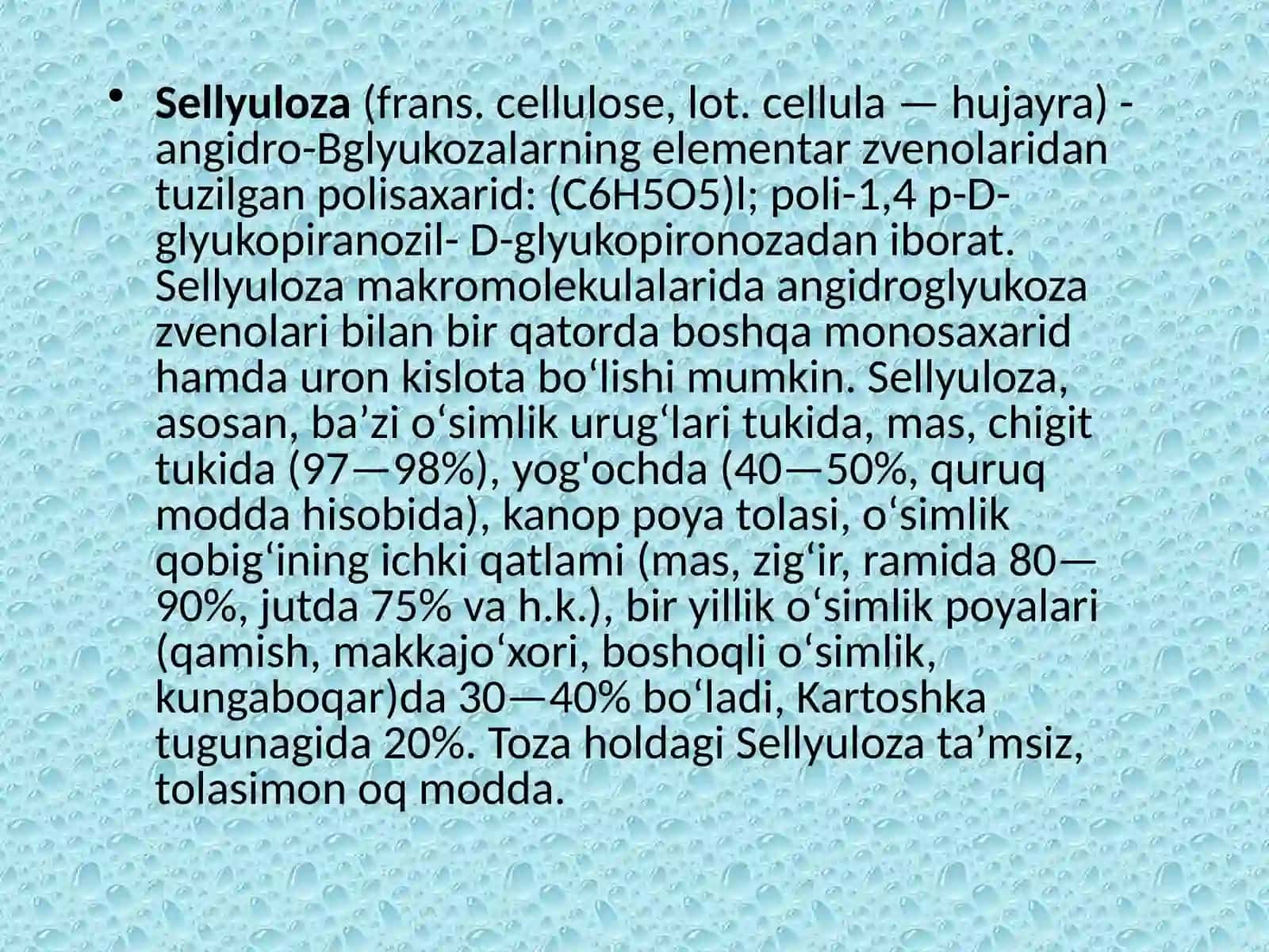 SELLYULOZA VA UNING XOSILALARINING FIZIKAVIY XOSSALIRI 3