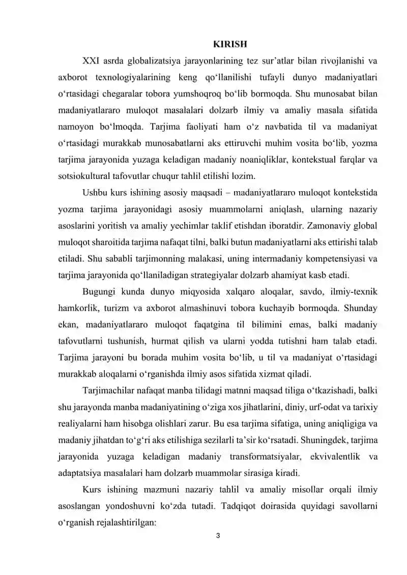 Madaniyatlararo muloqot va tarjima muammolari 3