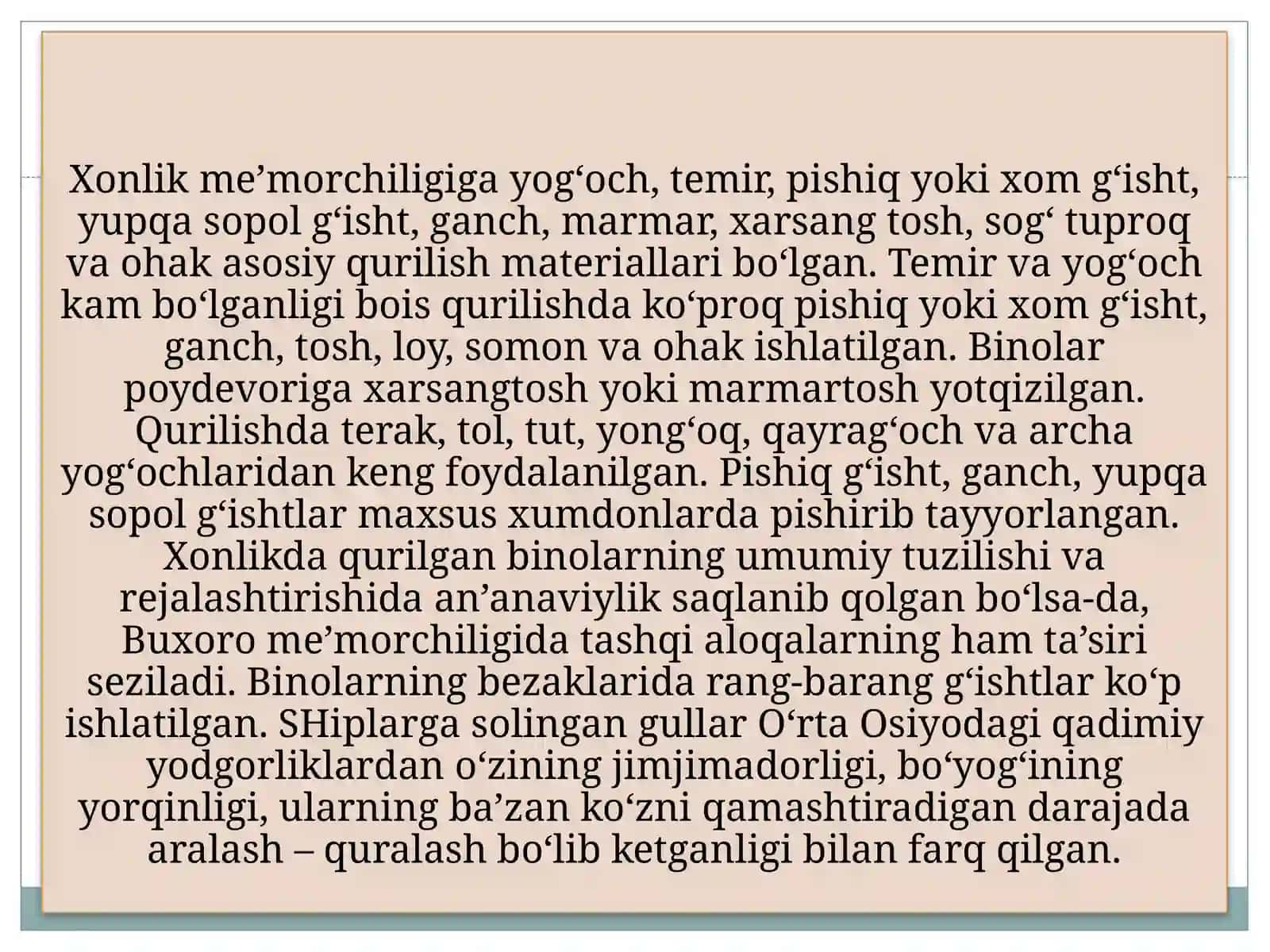 O`rta Osiyoda xonliklar davri me’morchiligi 3