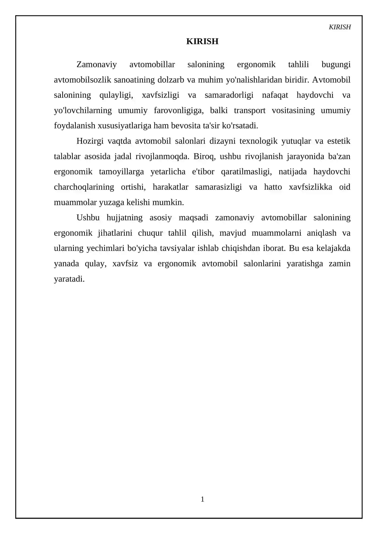 Zamonaviy avtomobillar salonining ergonomik tahlili 3