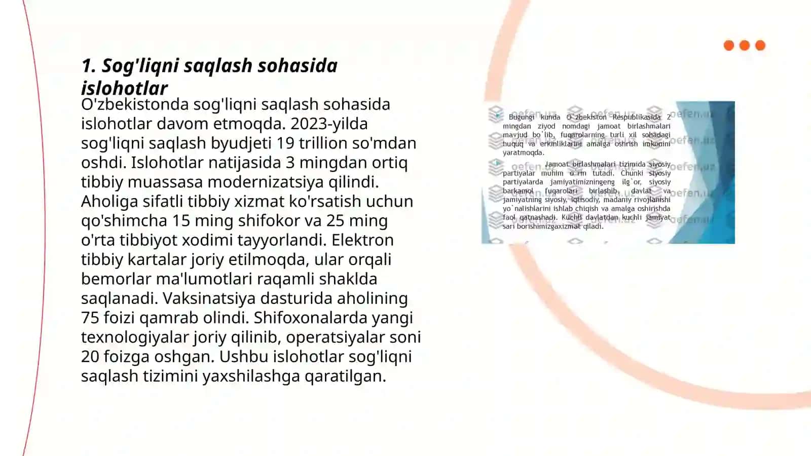 Sog'liqni saqlash sohasida islohotlar 3