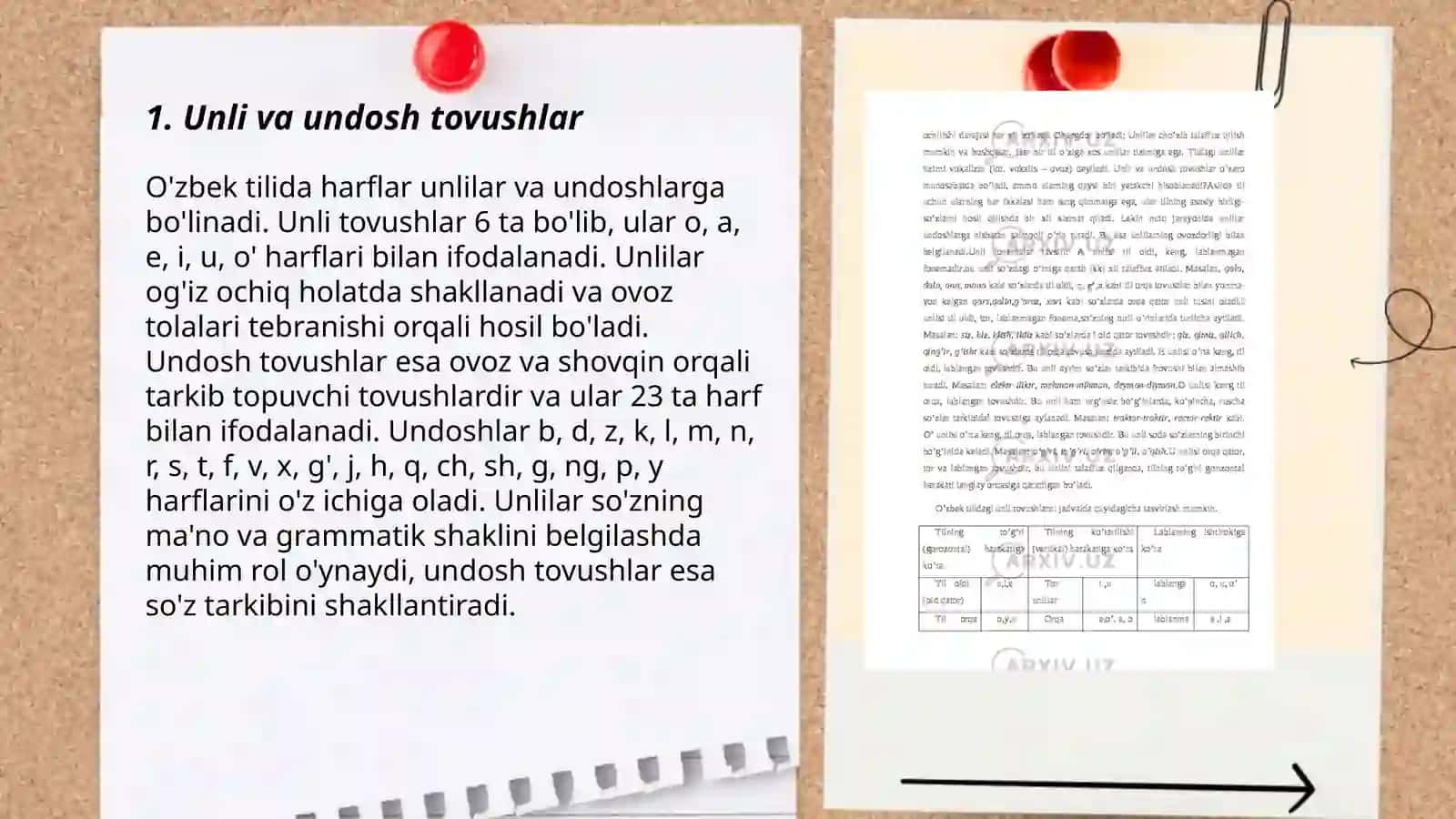 Unli va undosh tovushlar tasnifi 3