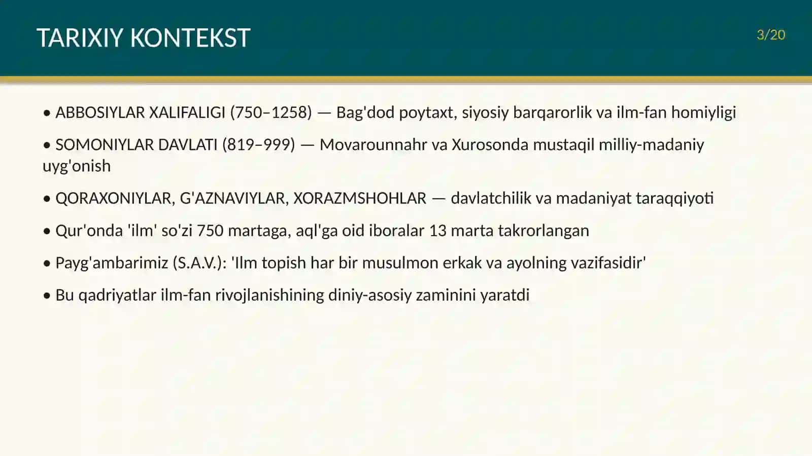 Musulmon Uygʻonish davrining oʻziga xos xususiyatlari 3
