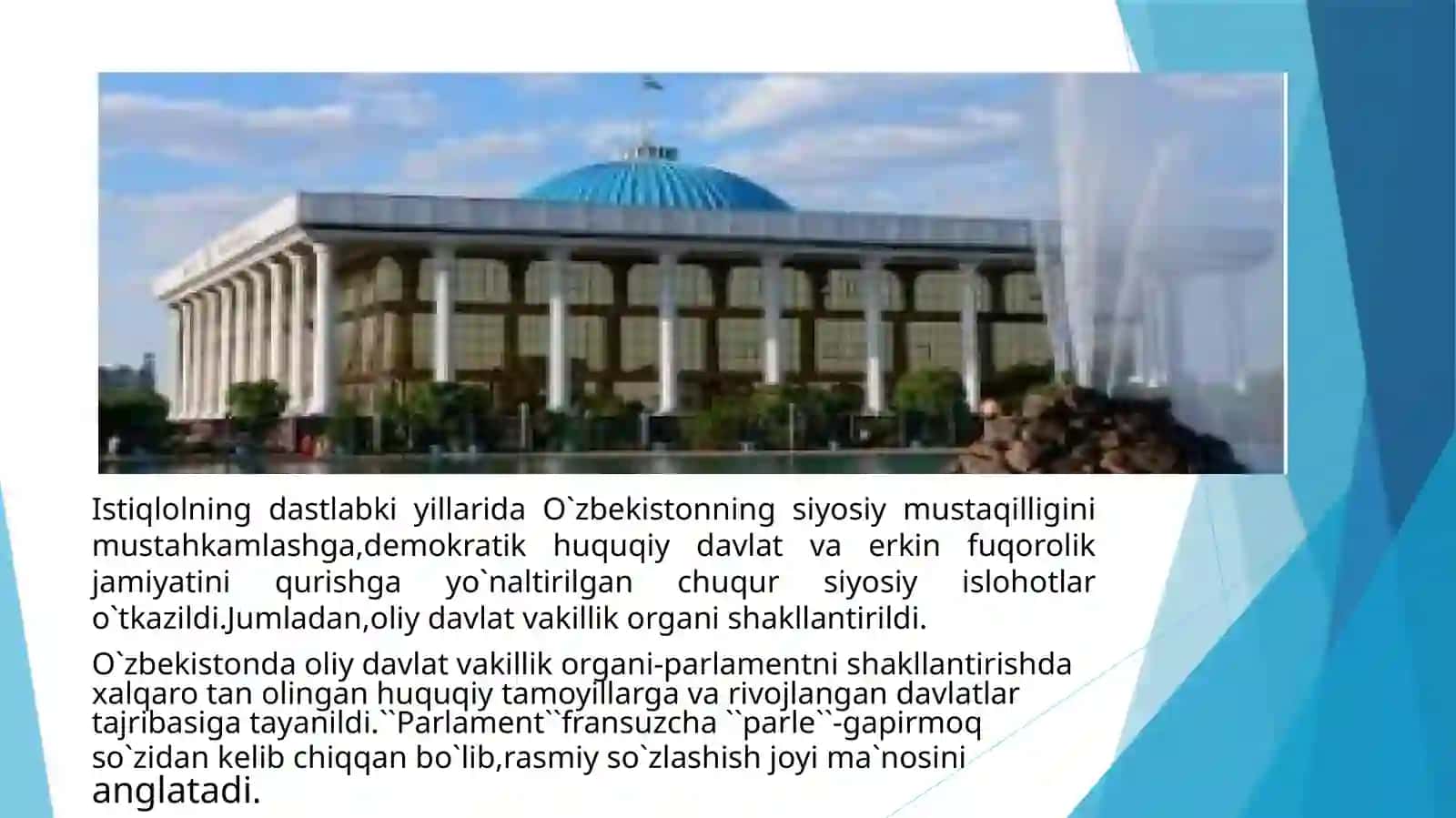O`zbekiston Respublikasi Oliy Majlisining shakllanishi 3
