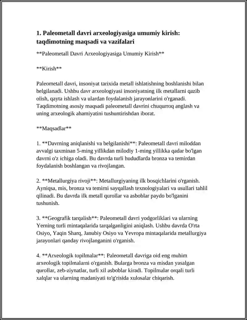 Paleometall Davri Arxeologiyasiga Umumiy Kirish 3