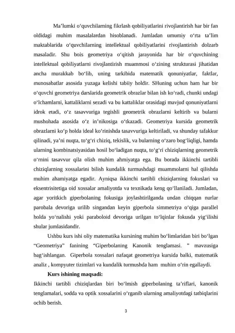 Giperbola va uning kanonik tenglamasi , xossalari 3