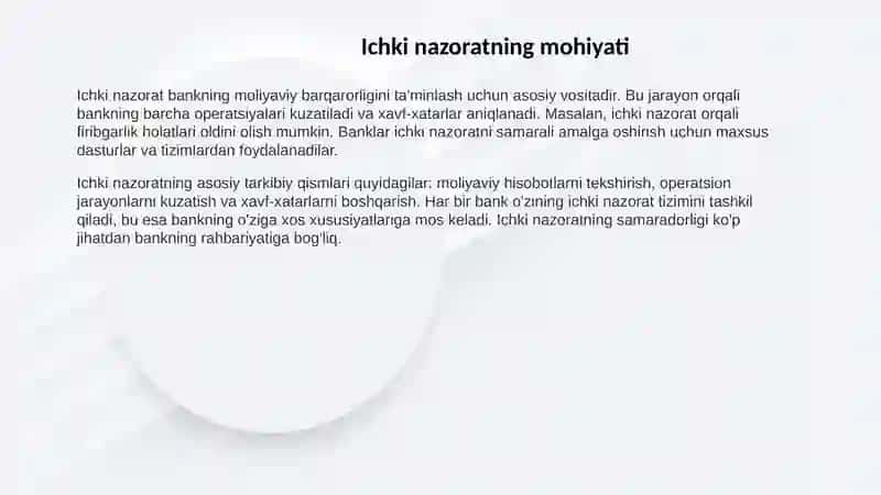 BANK ICHKI NAZORATI 3