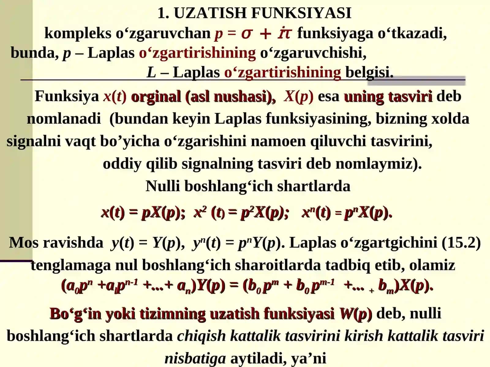 TIZIMLAR VA BO‘G‘INLARNINGASOSIY TAVSIFLAR 3