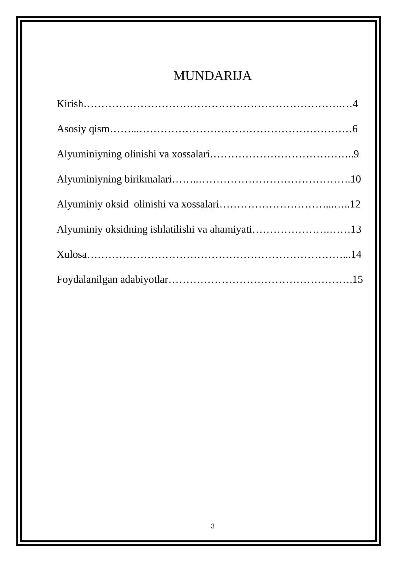 Alyuminiy oksidning olinishi va xossalari 3