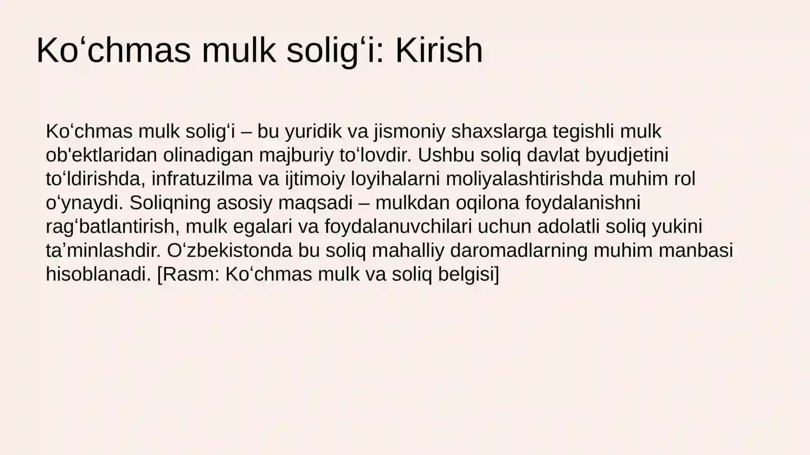 Koʻchmas mulk ob'ektlariga soliq solish tizimi 3