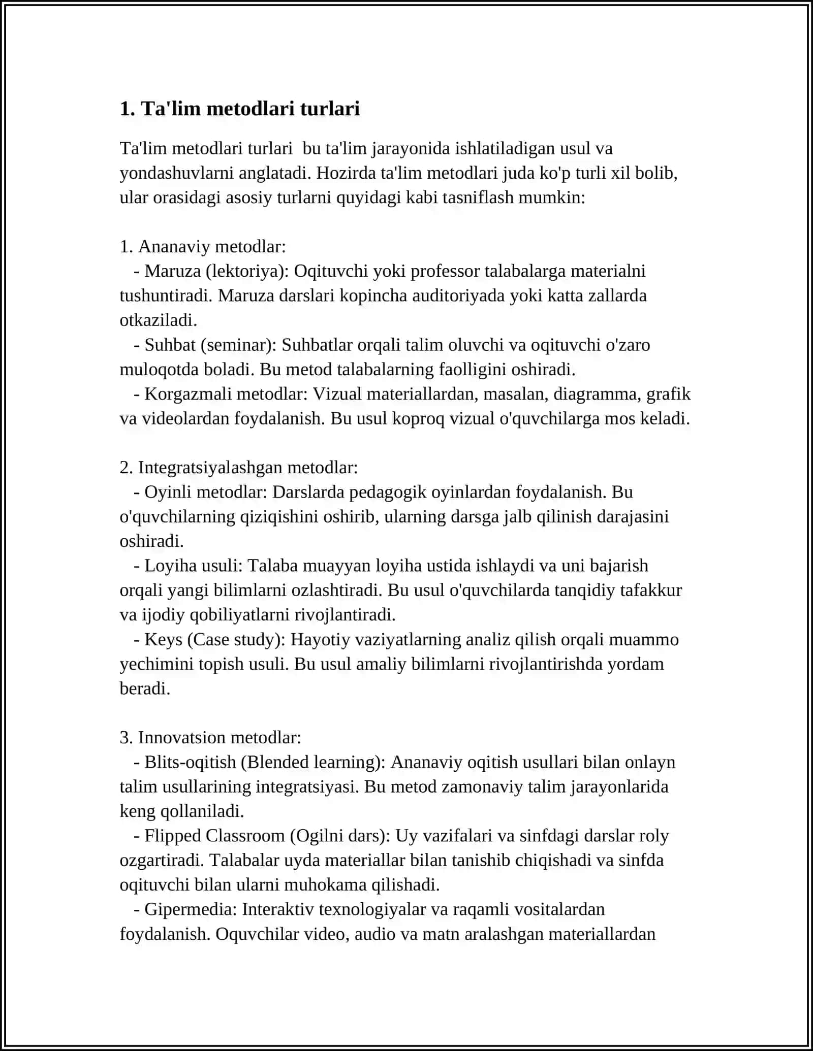 TA'LIM METODLARI VA VOSITALARI 3