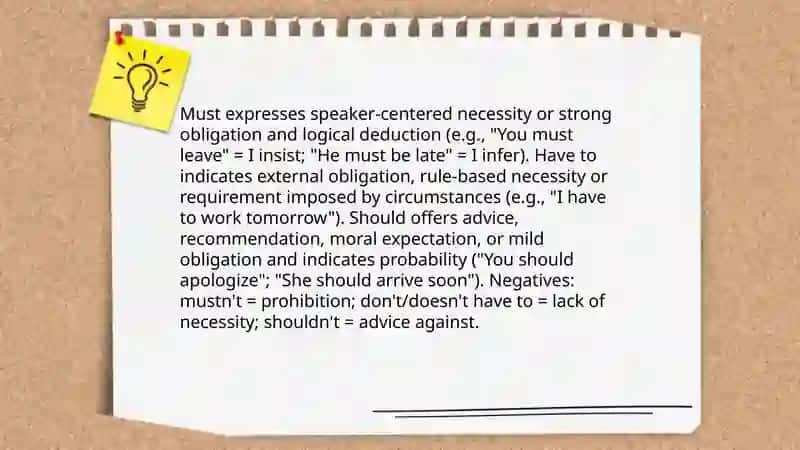 Modal verbs: have to, must, should 3