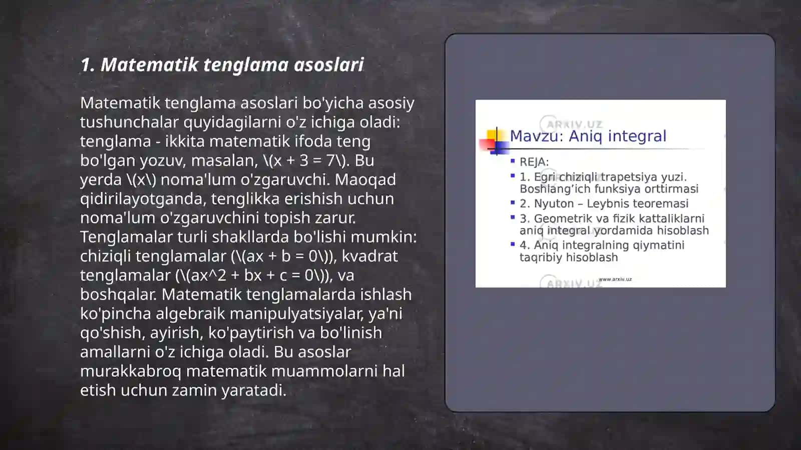 Matematik tenglama asoslari 3