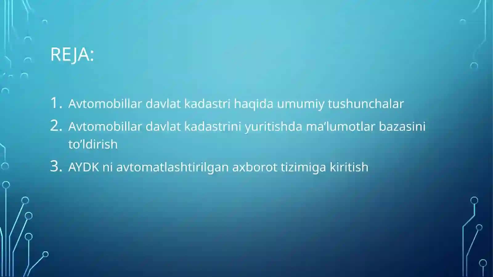 AVTOMOBIL YO'LLARI DAVLAT KADASTRI 3