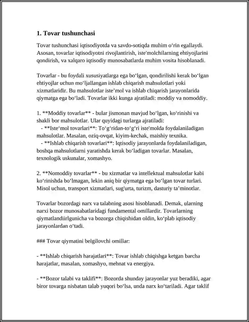TOVAR VA UNING XUSUSIYATLARI 3
