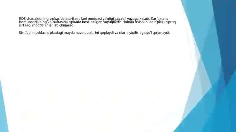 Nafas olish qiyinlishuvi sindromi(RDS) 3