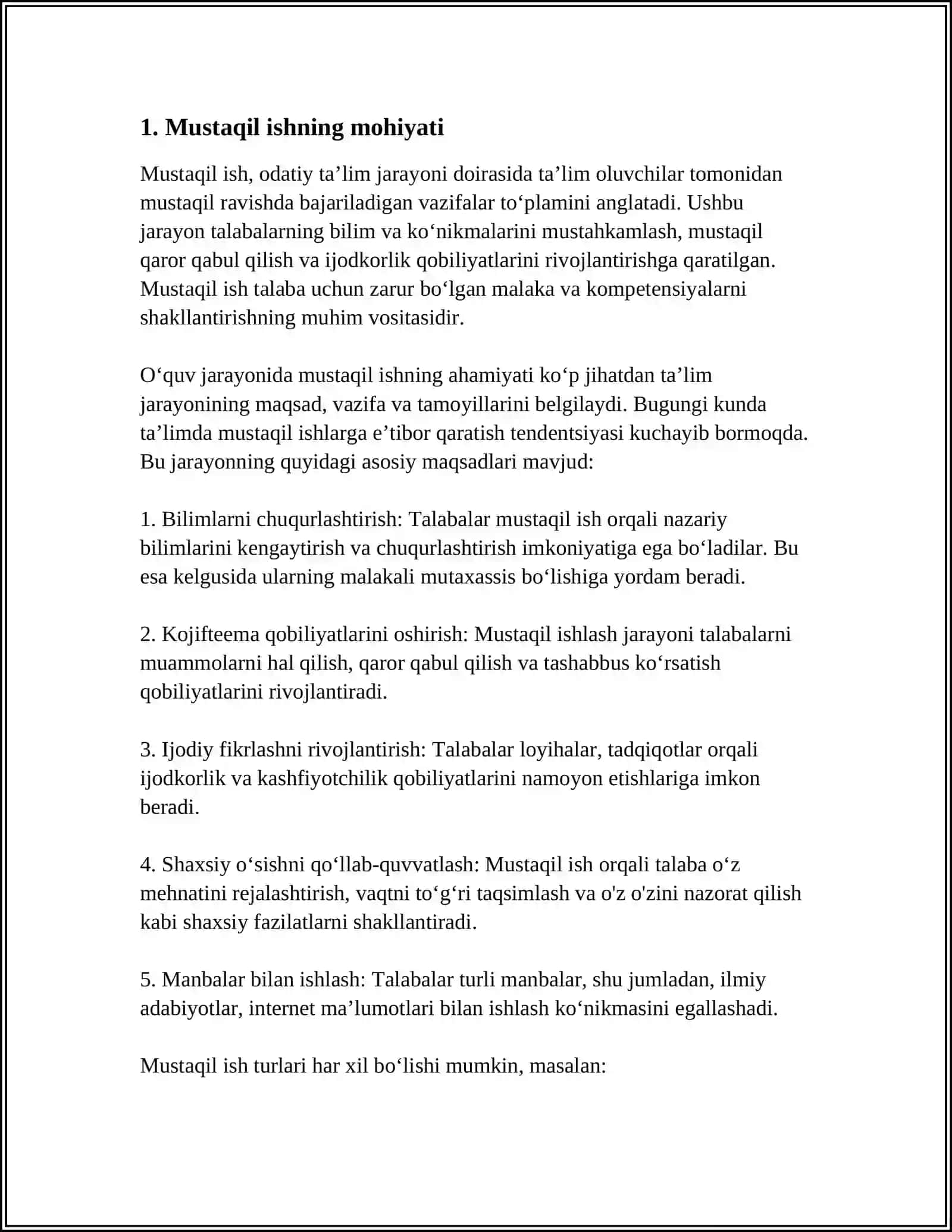 MUSTAQIL ISH 3