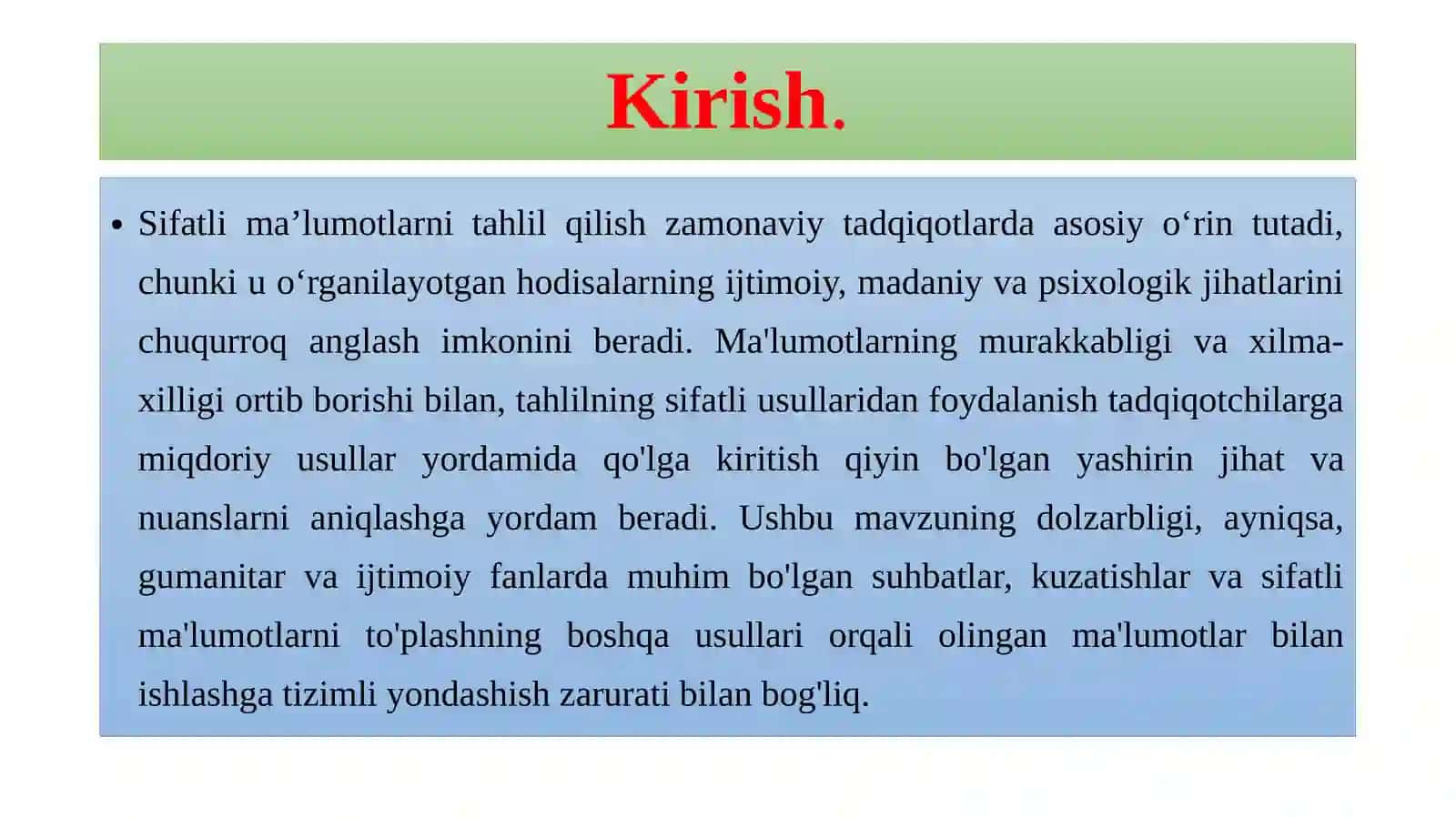 Sifatli ma'lumotlarni tahlil qilish 3