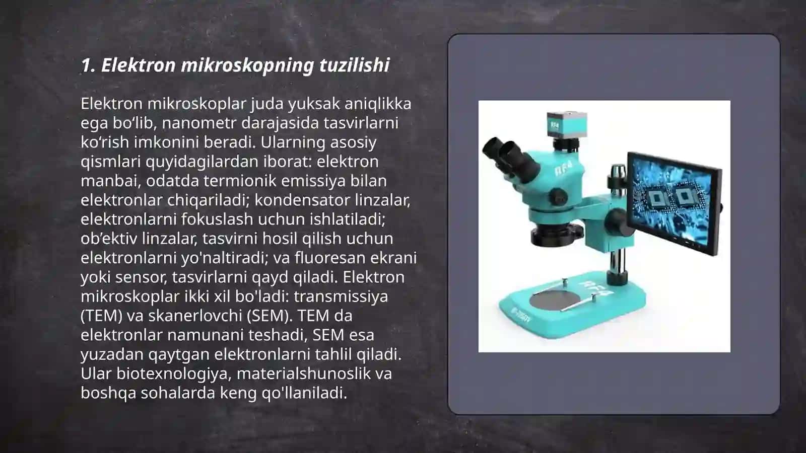 Elektron mikroskop xususiyatlari 3