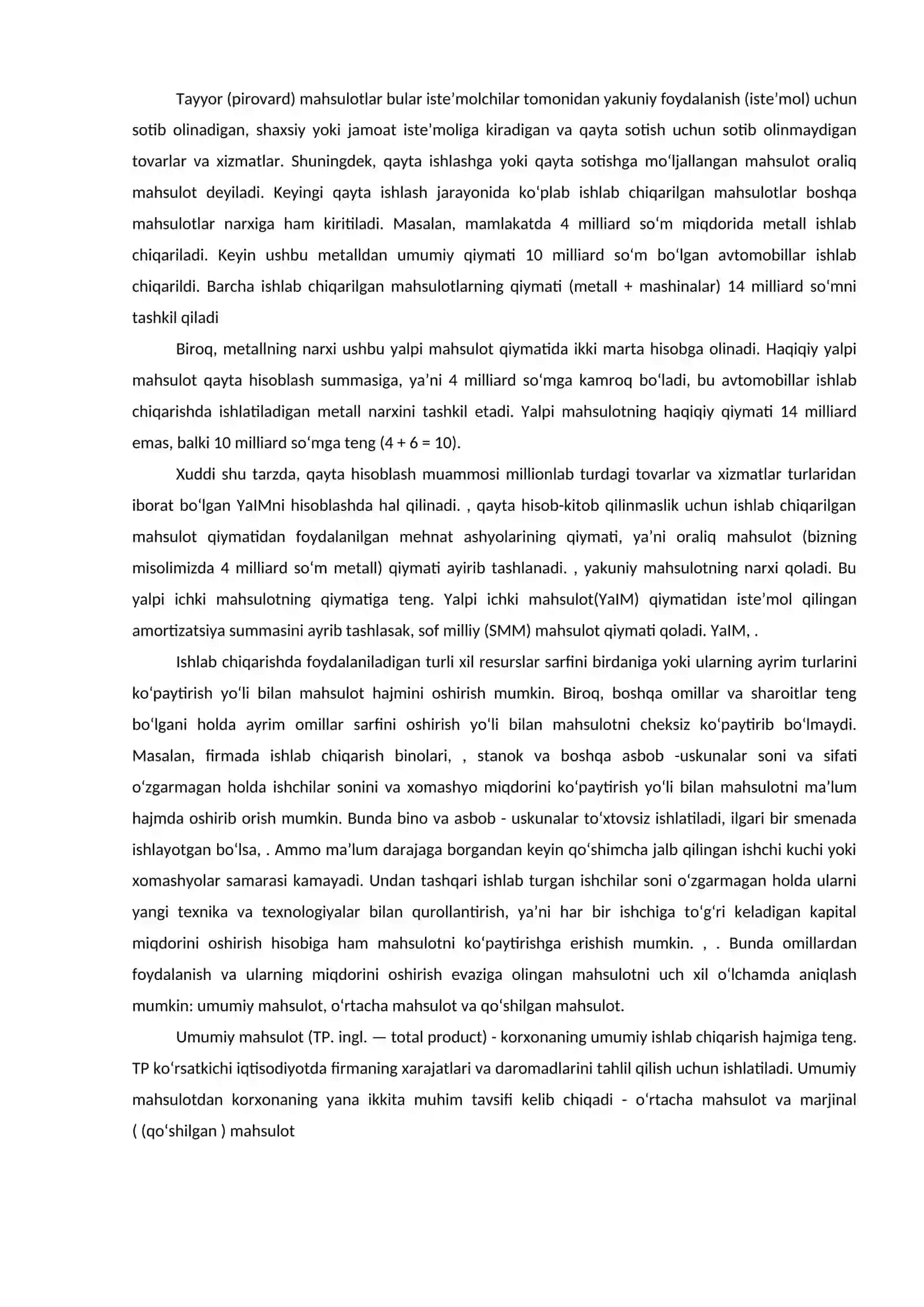 Ishlab chiqarish jarayoni va uning natijalari 3