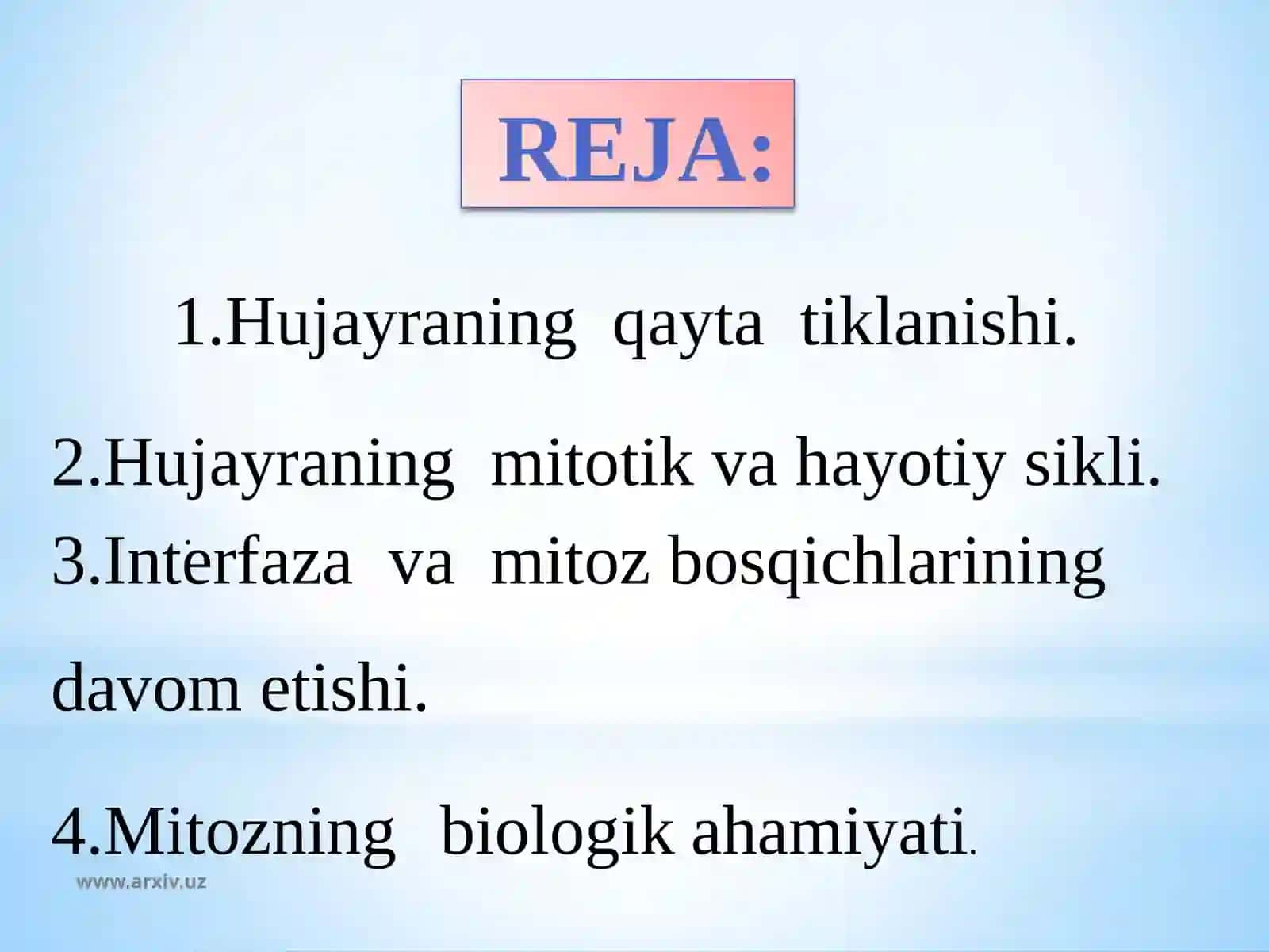 Hujayraningmitotikvahayotsikli 3