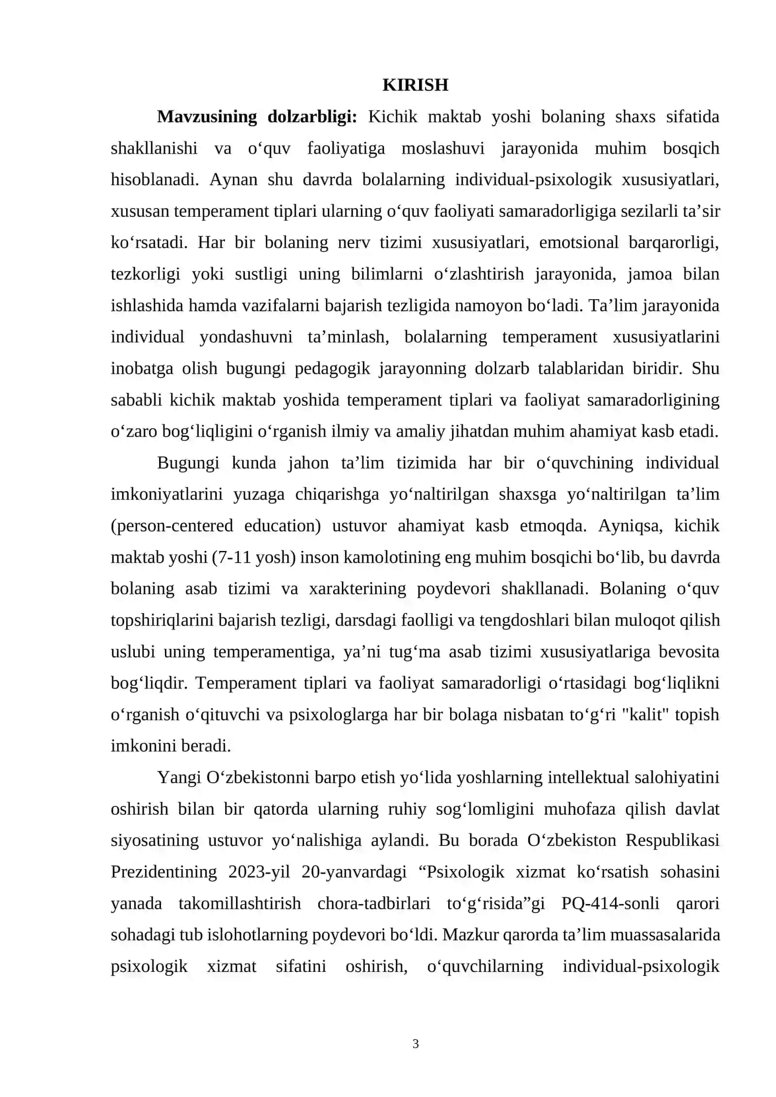 Kichik maktab yoshida temperament tiplari va faoliyat samaradorligining ozaro bog'liqligi 3