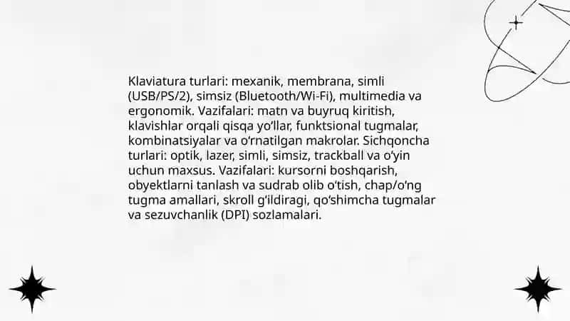 Tashqi qurilmalarning turlari va vazifalari 3