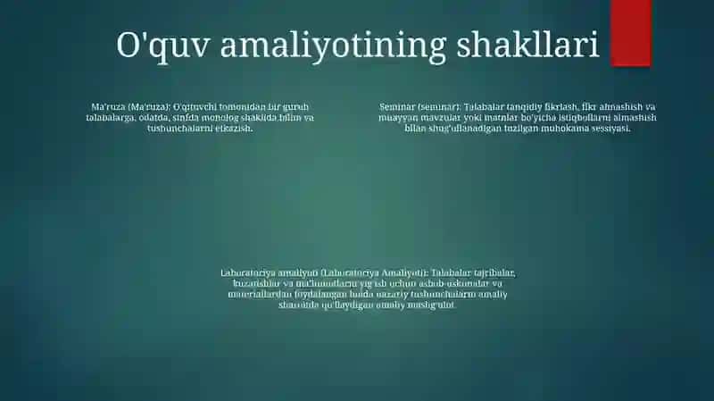 Òquv Va Pedagogik Amaliyotini Tashkil Etish Shakllari 3