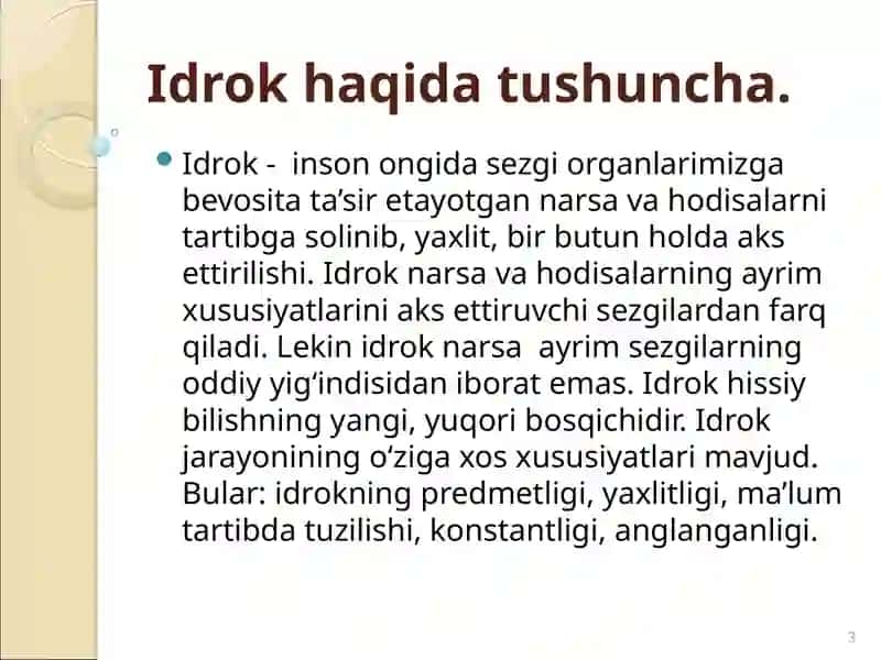 Idrok va uning turlari 3