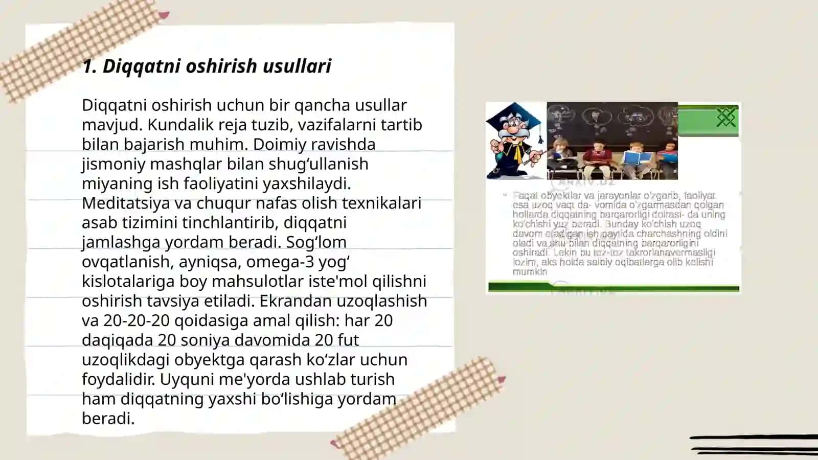 Diqqatni Oshirish Usullari 3
