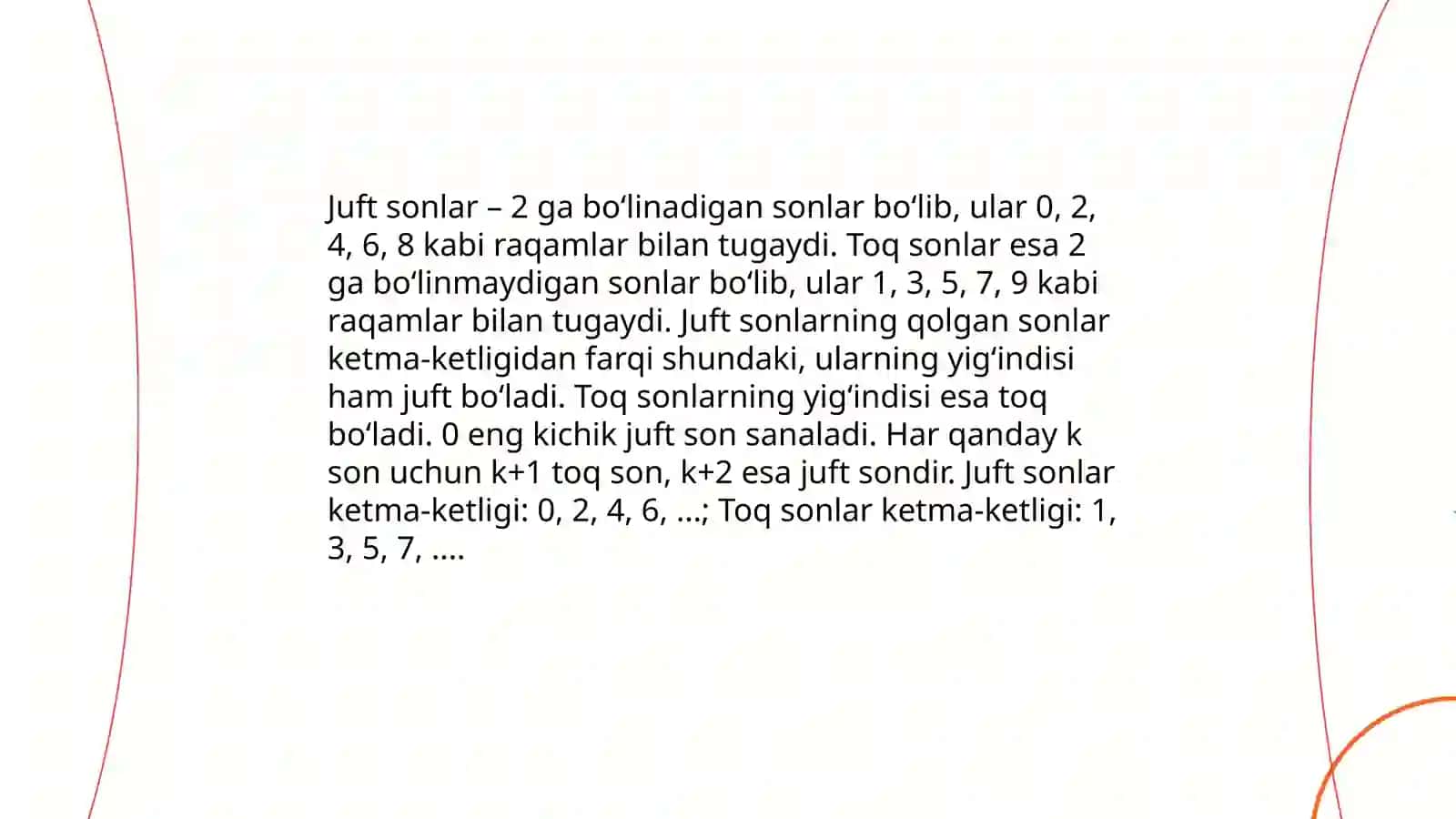 Juft va toq sonlarni o'rgatish metodikasi 3