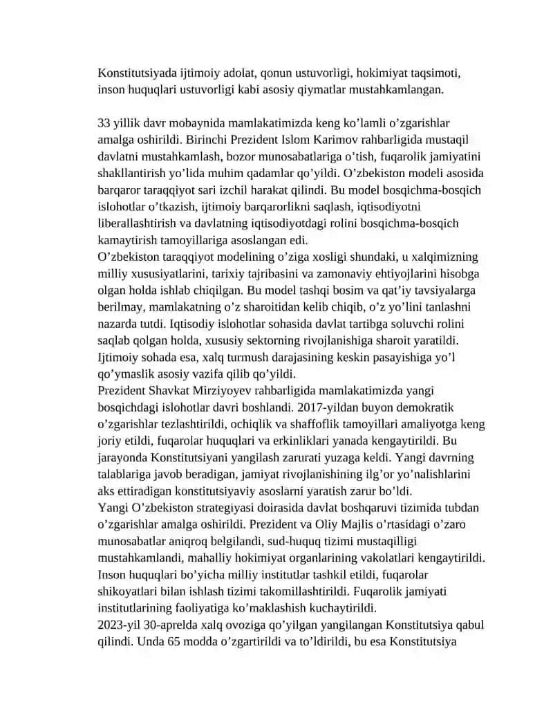 O’ZBEKISTON RESPUBLIKASI KONSTITUTSIYASINING 33 YILLIGI 3