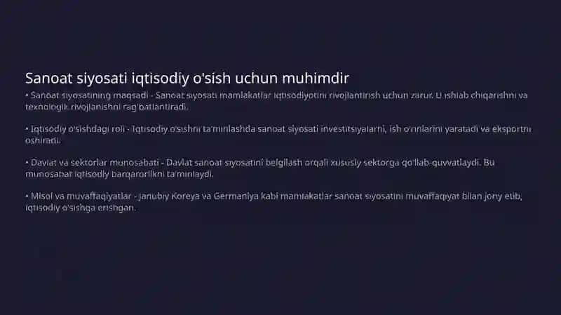 Sanoat Siyosati va Iqtisodiy O'sish 3