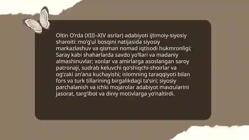 Oltin Oʻrda (XIII–XIV asrlar) adabiyoti 3