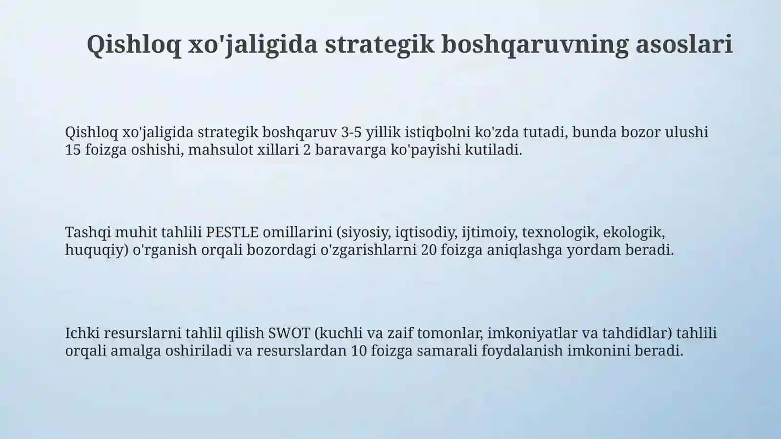 Qishloq xo’jaligida strategik boshqarish 3