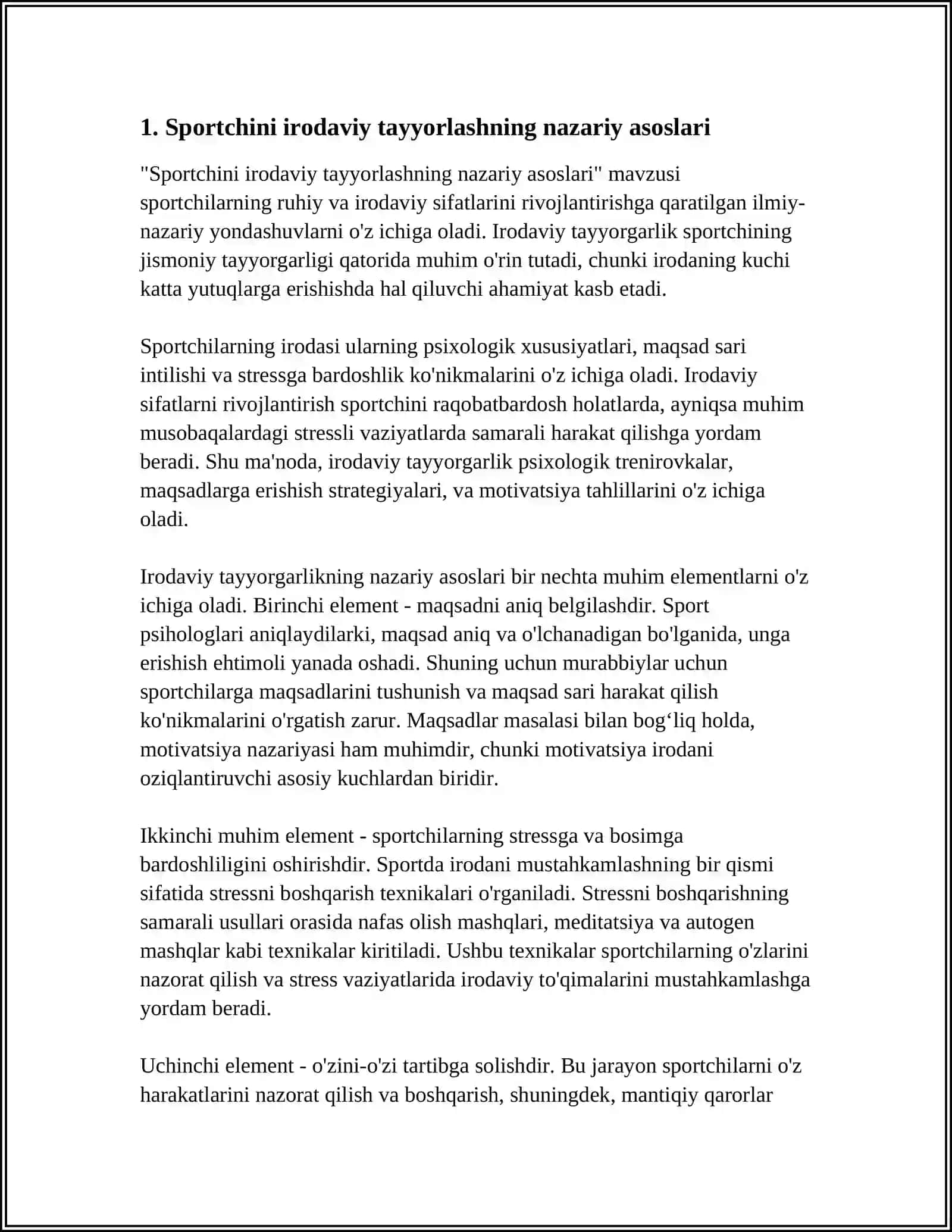 SPORTCHINI IRODAVIY TAYYORLASH 3