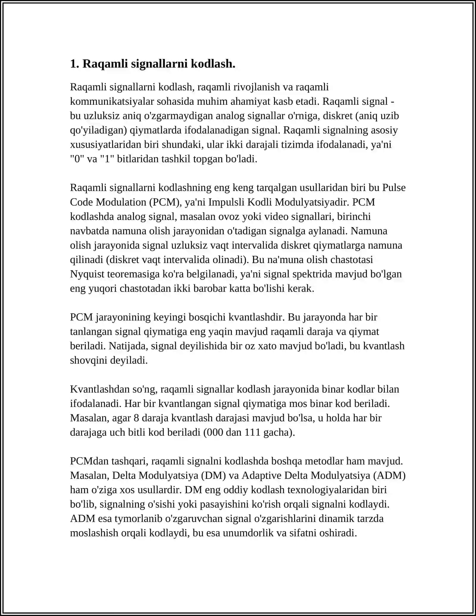 RAQAMLI VA ANALOG SIGNAL ISHLOV BERISH ASOSLARI 3